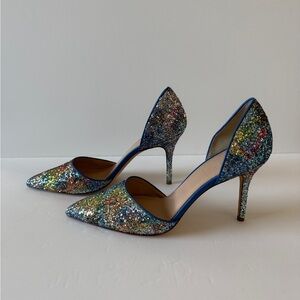 J. Crew D’Orsay Multi-Color Glitter Women's Heels/Pumps Size 8.5- Free Shipping!